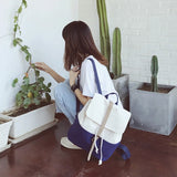 Women Panelled String Canvas Bag Belt Preppy Harajuku Ins Large Capacity