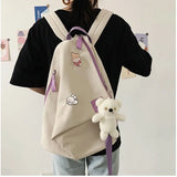 Canvas School Backpack Harajuku Style College Rucksack