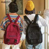 Canvas Patchwork Backpack Women Harajuku Travel Bag