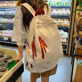Women Patchwork Harajuku Nylon Waterproof Backpack College Book Bag