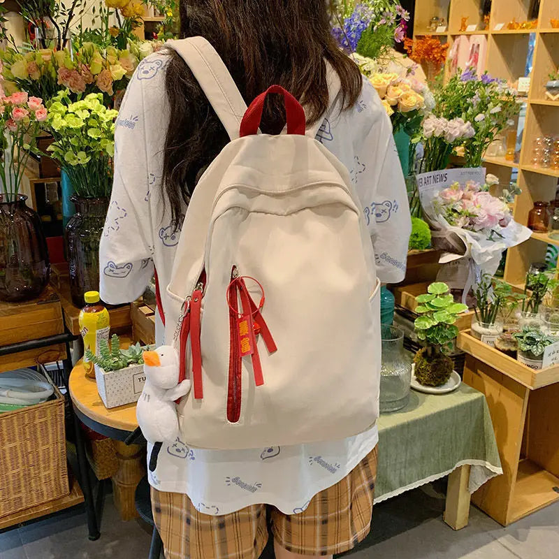 Women Patchwork Harajuku Nylon Waterproof Backpack College Book Bag