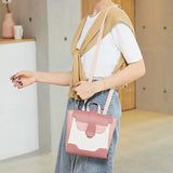 Pink Leather School Bag for Girls Teenage High Packbag