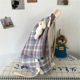 Women Plaid College Style Designers Nylon Sweet Backpack