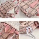 Plaid Crossbody Backpack Women Large Capacity School Bags