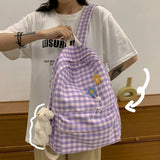 Women's Plaid Backpack: College Preppy Book Bag, Waterproof Travel Rucksack