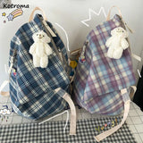 Backpacks Women Plaid Sweet Harajuku Nylon All-match Preppy Style Large Capacity