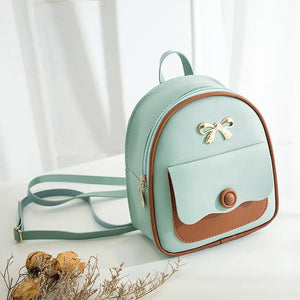 Vintage PU Leather Backpack for Teenage Girls