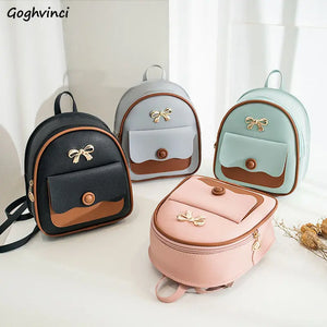 Vintage PU Leather Backpack for Teenage Girls