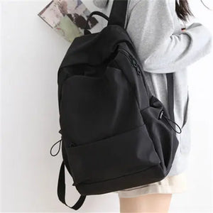 Women's Casual Travel School Backpack Large Capacity Nylon Solid Color