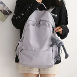 Women's Casual Travel School Backpack Large Capacity Nylon Solid Color