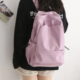 Women's Casual Travel School Backpack Large Capacity Nylon Solid Color