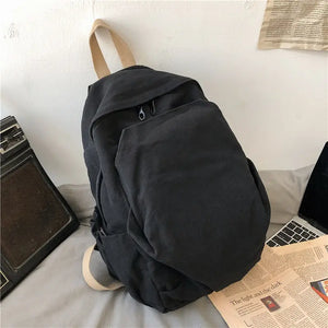 Women Canvas Backpack School Bag Zipper Large Capacity Vintage Style