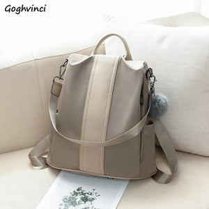 Women's Khaki Backpack Shoulder Bag Large Capacity All-match Casual Tote
