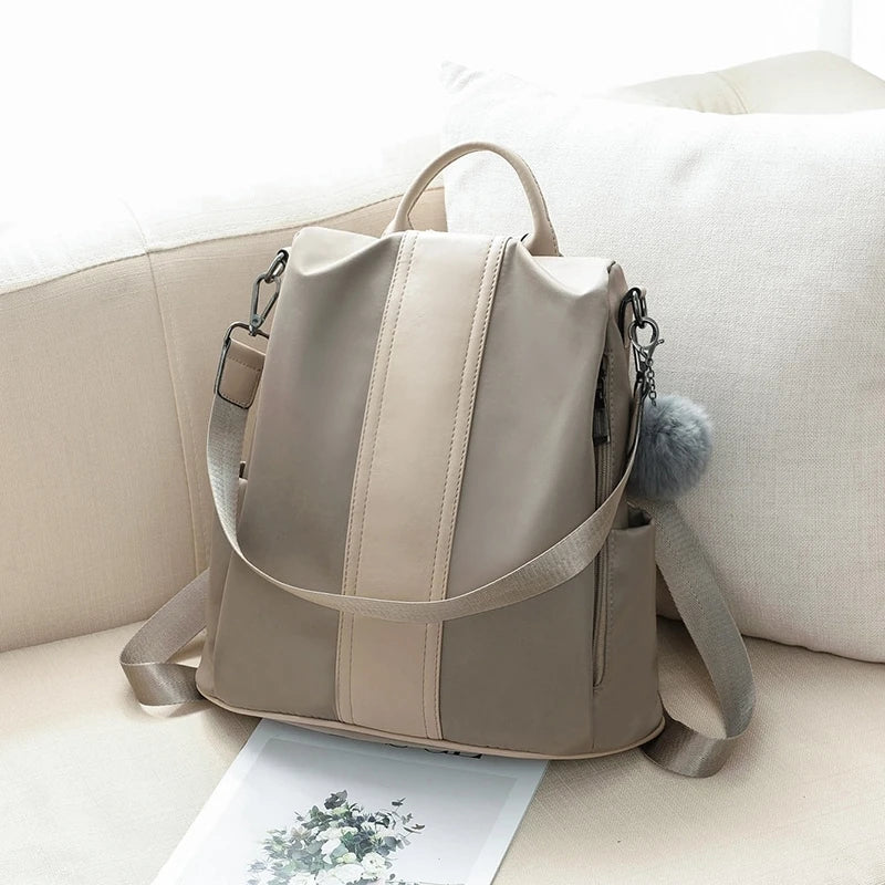 Women's Khaki Backpack Shoulder Bag Large Capacity All-match Casual Tote