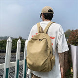 Canvas School Backpack Preppy Style Large Capacity Vintage Bag