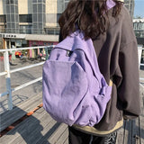 Canvas School Backpack Preppy Style Large Capacity Vintage Bag