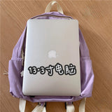 Canvas Backpack Women Solid Preppy Style Large Capacity Bag