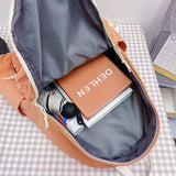 Canvas Backpack Women Solid Preppy Style Large Capacity Bag