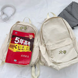 Canvas Backpack Women Solid Preppy Style Large Capacity Bag