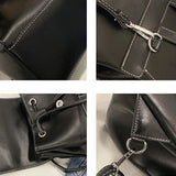 Women PU Backpack Portable String Book-bags Travel Streetwear All-match