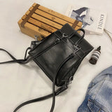 Women PU Backpack Portable String Book-bags Travel Streetwear All-match