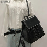 Women PU Backpack Portable String Book-bags Travel Streetwear All-match
