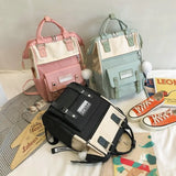 Girls Ring Bag Travel Laptop Backpack Women Notebook Back Pack Patchwork Bagpack