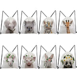 Students Backpack with Animal ID Photo Drawstring Bag