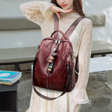 Waterproof Leather Backpack for Men Women School Travel