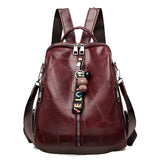 Waterproof Leather Backpack for Men Women School Travel
