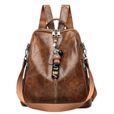 Waterproof Leather Backpack for Men Women School Travel