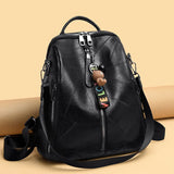 Waterproof Leather Backpack for Men Women School Travel