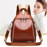 Waterproof Leather Backpack for Women Men School Camping Bag