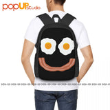 Bacon And Eggs Smile Joke Backpack Large Capacity Schoolbag Storage Bag