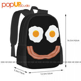 Bacon And Eggs Smile Joke Backpack Large Capacity Schoolbag Storage Bag