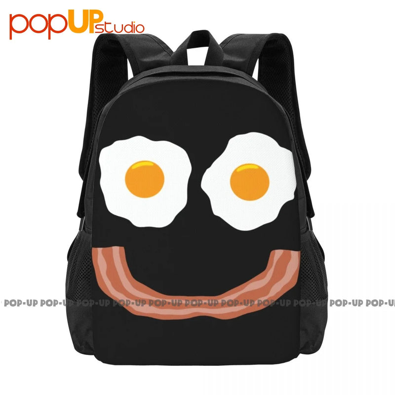 Bacon And Eggs Smile Joke Backpack Large Capacity Schoolbag Storage Bag