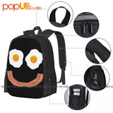 Bacon And Eggs Smile Joke Backpack Large Capacity Schoolbag Storage Bag