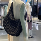 Pleated Handbag Large Capacity Down Bag Big Shoulder Female Solid Space Cotton P