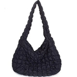 Pleated Handbag Large Capacity Down Bag Big Shoulder Female Solid Space Cotton P