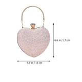 Heart Shaped Evening Clutch Purse Chain Party Handbag
