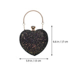 Heart Shaped Evening Clutch Purse Chain Party Handbag