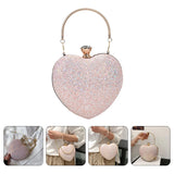 Heart Shaped Evening Clutch Purse Chain Party Handbag