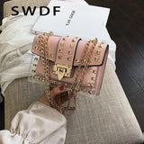 Rivet Single Shoulder Bag Street Shot Chain Messenger Small Square Bag