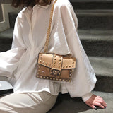 Rivet Single Shoulder Bag Street Shot Chain Messenger Small Square Bag