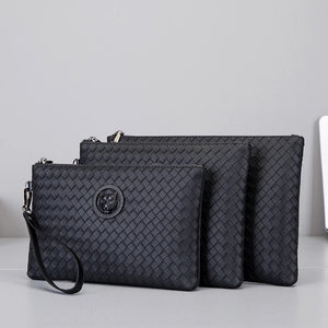 Woven PU Leather Men's Envelope Wallet Handbag