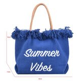 Canvas Shoulder Bag Large Capacity Tote Bag with Tassel for Women