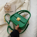 Green Pu Leather Crossbody Bag Women Flap Messenger Handbag