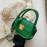 Green Pu Leather Crossbody Bag Women Flap Messenger Handbag