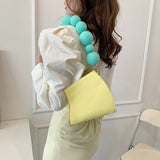 Women's Mini Square Shoulder Bag Beaded Chain Purse