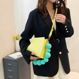 Women's Mini Square Shoulder Bag Beaded Chain Purse